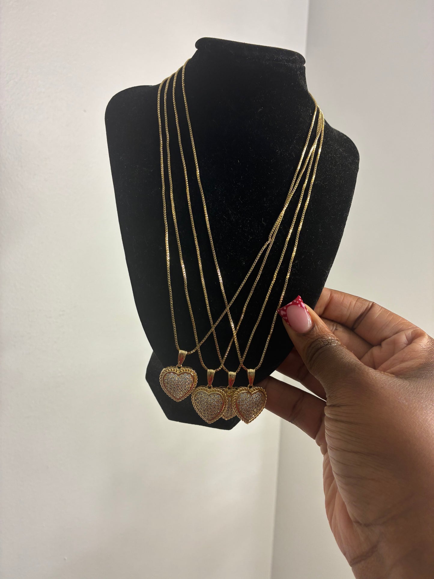 Gold plated double heart necklace