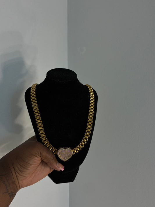 Rolex Chain w/ Heart Pendant