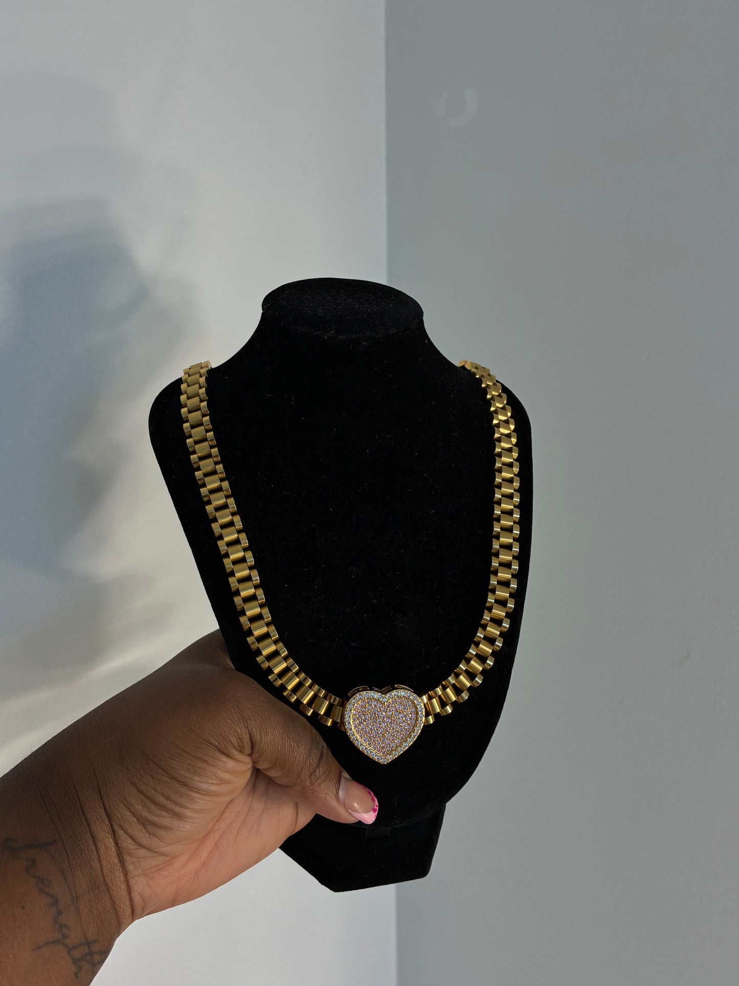 Rolex Chain w/ Heart Pendant