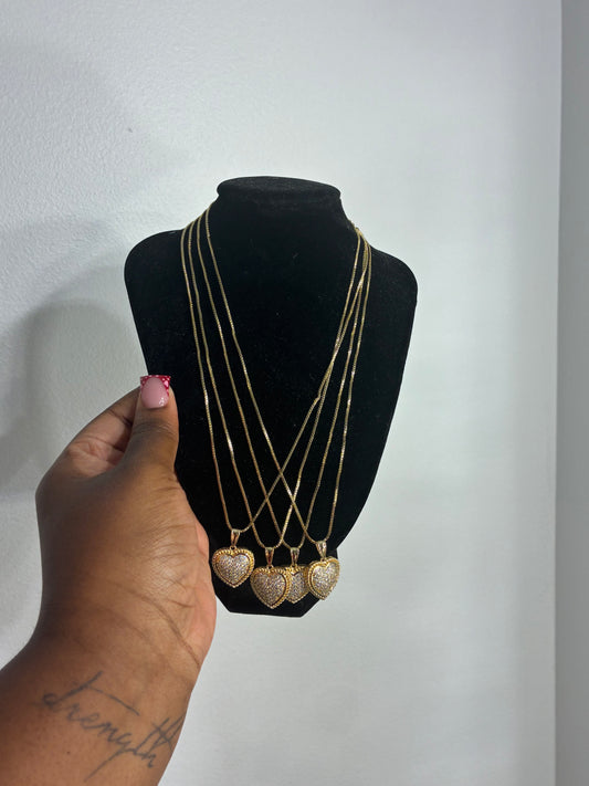 Gold plated double heart necklace