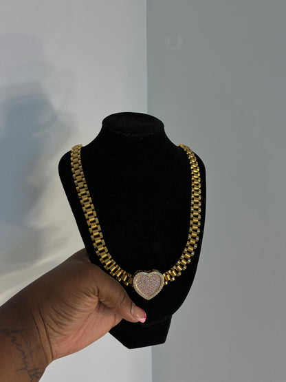 Rolex Chain w/ Heart Pendant