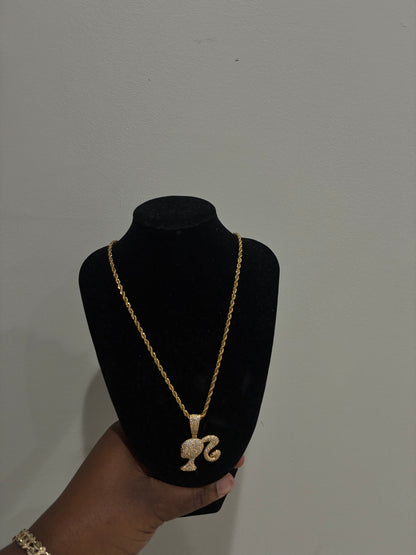 Barbie pendant w/rope chain